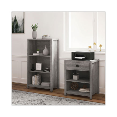 Fallbrook Printer Stand, Engineered Wood, 3 Shelves, 1 Drawer, 50 lb Capacity, 24" x 20" x 30.25", Smoked Ash - Image 3