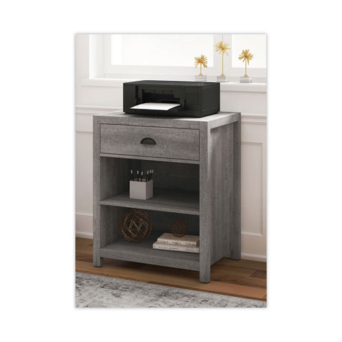 Fallbrook Printer Stand, Engineered Wood, 3 Shelves, 1 Drawer, 50 lb Capacity, 24" x 20" x 30.25", Smoked Ash - Image 4