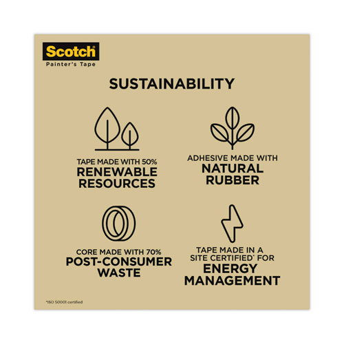 Commercial-Grade Masking Tape for Production Painting, 3" Core, 1.88" x 60 yds, Natural - Image 2