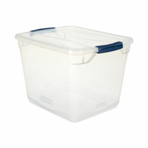 Clever Store Basic Latch-Lid Container, 7.5 gal, 13.37" x 18.75" x 10.5", Clear