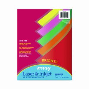 Array Colored Bond Paper, 24 lb Bond Weight, 8.5 x 11, Assorted Bright Colors, 500/Ream
