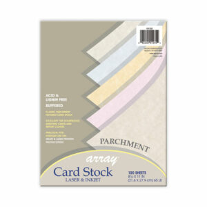 Array Card Stock, 65 lb Cover Weight, 8.5 x 11, Assorted Parchment Colors, 100/Pack