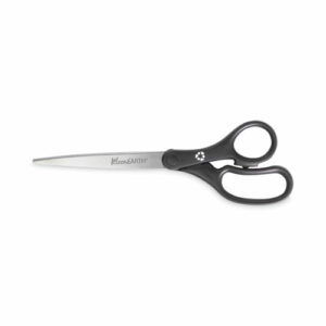 KleenEarth Basic Plastic Handle Scissors, 9" Long, 4.25" Cut Length, Straight Black Handle