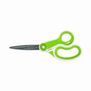 CarboTitanium Bonded Scissors, 8" Long, 3.25" Cut Length, Straight White/Green Handle