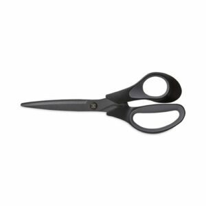 Non-Stick Titanium-Coated Scissors, 8" Long, 3.86" Cut Length, Straight Black/Gray Handle, Charcoal Black Blades