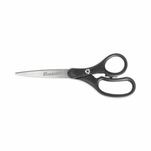 KleenEarth Basic Plastic Handle Scissors, 8" Long, 3.25" Cut Length, Straight Black Handle