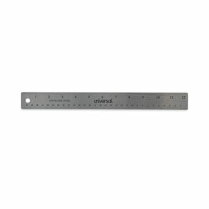 Stainless Steel Ruler with Cork Back and Hanging Hole, Standard/Metric, 12" Long