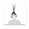Stainless Steel Office Scissors, 7" Long, 3" Cut Length, Straight Black Handle - Image 3