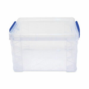 Super Stacker Lift-Off Lid Storage Tote, 7.25" x 10.88" x 6.38", Transparent/Blue