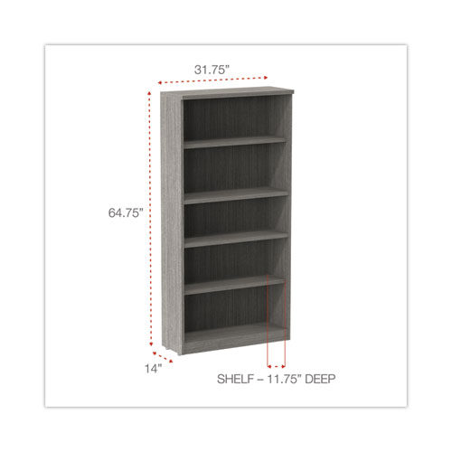 Alera Valencia Series Bookcase, Five-Shelf, 31.75w x 14d x 64.75h, Gray - Image 2