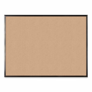 Cork Bulletin Board with Aluminum Frame, 48" x 36" (Actual Size: 47" x 35"), Tan Surface, Black Aluminum Frame