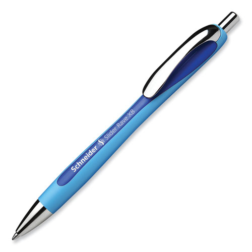 Slider Rave XB Ballpoint Pen, Retractable, Extra-Bold 1.4 mm, Blue Ink, Blue/Light Blue Barrel - Image 3