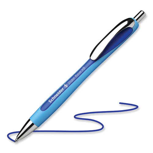 Slider Rave XB Ballpoint Pen, Retractable, Extra-Bold 1.4 mm, Blue Ink, Blue/Light Blue Barrel - Image 2