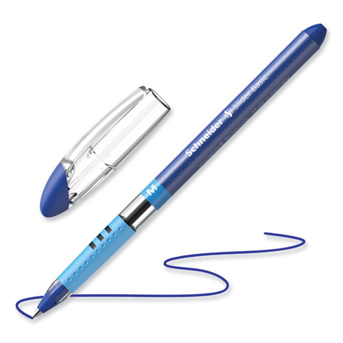 Slider Basic Ballpoint Pen, Stick, Medium 0.8 mm, Blue Ink, Blue Barrel, 10/Box - Image 2