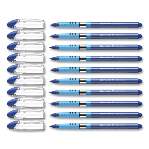 Slider Basic Ballpoint Pen, Stick, Medium 0.8 mm, Blue Ink, Blue Barrel, 10/Box - Image 8