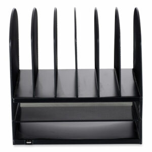 Powered Onyx Desk Organizer with 2 Horizontal and 6 Upright Sections, Letter Size Files, 13.5 x 11.5 x 13, Black