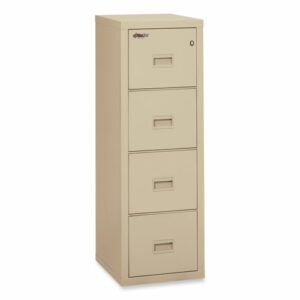 Compact Turtle Insulated Vertical File, 1-Hour Fire Protection, 4 Legal/Letter File Drawer, Parchment, 17.75 x 22.13 x 52.75