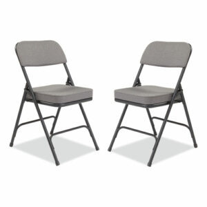 3200 Series Fabric Dual-Hinge Folding Chair, Supports Up to 300 lb, Charcoal Seat, Charocoal Back, Black Base, 2/Carton
