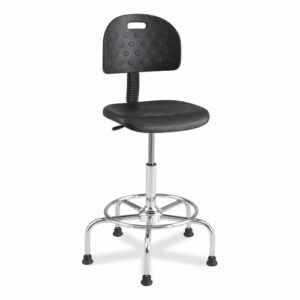 Workfit Economy Industrial Chair, Supports Up to 400 lb, 22" to 30" Seat Height, Black Seat, Black Back, Silver Base
