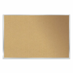 Aluminum-Frame Natural Corkboard, 96.5" x 48.5", Tan Surface, Satin Aluminum Frame