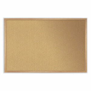 Natural Cork Bulletin Board with Wood Frame, 36" x 24", Tan Surface, Oak Finished Wood Frame