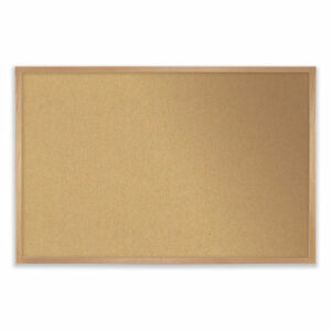 Aluminum-Frame Natural Corkboard, 36" x 24", Tan Surface, Satin Aluminum Frame