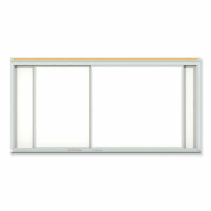 Horizontal Sliding Porcelain Magnetic Whiteboard, 144" x 48", White Surface, Anodized Aluminum Frame