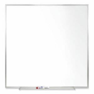 Magnetic Porcelain Whiteboard with Aluminum Frame, 48.5" x 48.5", White Surface, Satin Aluminum Frame