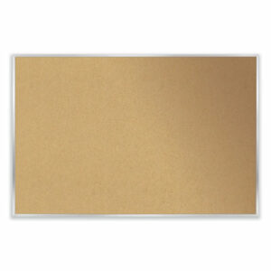 Aluminum-Frame Natural Corkboard, 60.5" x 48.5", Tan Surface, Satin Aluminum Frame