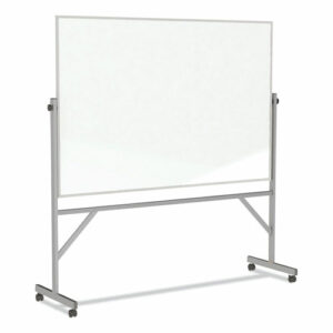 Reversible Magnetic Porcelain Whiteboard with Aluminum Frame, 101.25" x 78.25", White Surface, Satin Aluminum Frame