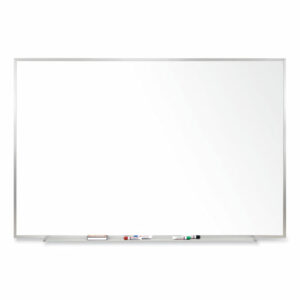 Magnetic Porcelain Whiteboard with Aluminum Frame, 72.5" x 48.5", White Surface, Satin Aluminum Frame