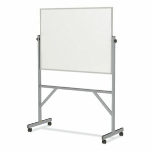 Reversible Magnetic Porcelain Whiteboard with Aluminum Frame, 53.25" x 72.25", White Surface, Satin Aluminum Frame