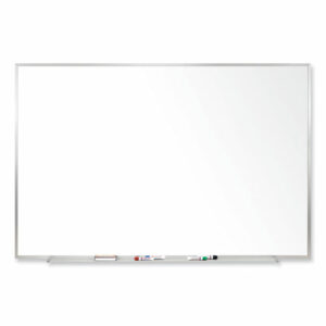 Magnetic Porcelain Whiteboard with Aluminum Frame, 36" x 24", White Surface, Satin Aluminum Frame