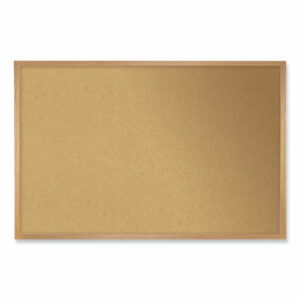 Natural Cork Bulletin Board with Wood Frame, 46.5" x 36", Tan Surface, Oak Finished Wood Frame