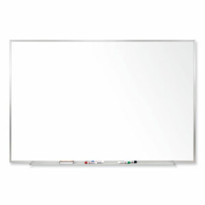 Magnetic Porcelain Whiteboard with Aluminum Frame, 96.5" x 48.5", White Surface, Satin Aluminum Frame