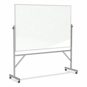 Reversible Magnetic Porcelain Whiteboard with Aluminum Frame, 77.25" x 78.13", White Surface, Satin Aluminum Frame