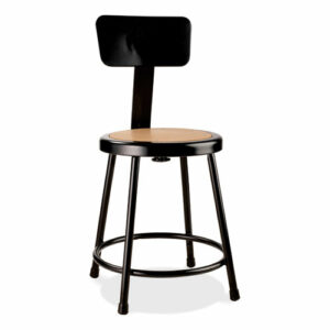 6200 Series Heavy Duty Stool with Backrest, Supports Up to 500 lb, 18" Seat Height, Brown Seat, Black Back/Base