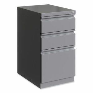 Full-Width Pull 20 Deep Mobile Pedestal File, 3-Drawer: Box/Box/File, Letter, Arctic Silver, 15 x 19.88 x 27.75