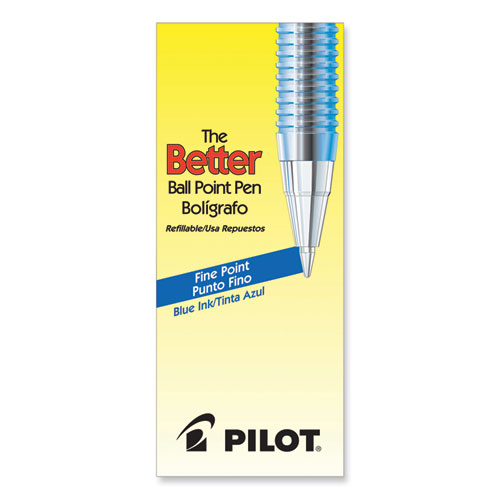 Better Ballpoint Pen, Stick, Fine 0.7 mm, Blue Ink, Translucent Blue Barrel, Dozen - Image 2