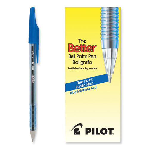 Better Ballpoint Pen, Stick, Fine 0.7 mm, Blue Ink, Translucent Blue Barrel, Dozen - Image 4