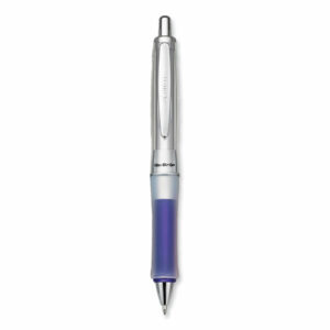 Dr. Grip Center of Gravity Ballpoint Pen, Retractable, Medium 1 mm, Black Ink, Silver/Navy Barrel
