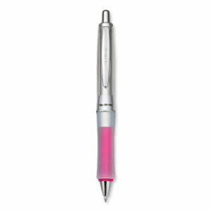 Dr. Grip Center of Gravity Ballpoint Pen, Retractable, Medium 1 mm, Black Ink, Silver/Pink Barrel