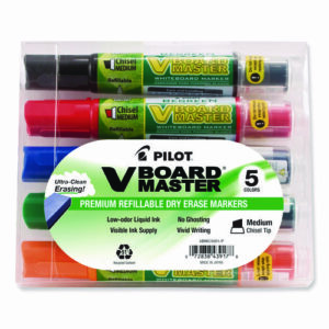 BeGreen V Board Master Dry Erase Marker, Medium Chisel Tip, Assorted Colors, 5/Pack