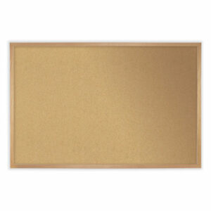 Natural Cork Bulletin Board with Wood Frame, 48.5" x 48.5", Tan Surface, Oak Finished Wood Frame