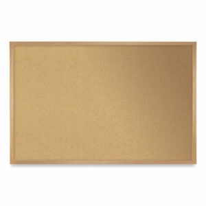Natural Cork Bulletin Board with Wood Frame, 60.5" x 36.5", Tan Surface, Oak Finished Wood Frame