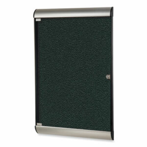 Silhouette 1 Door Enclosed Vinyl Bulletin Board with Satin Frame, 27.75" x 42.13", Ebony Surface, Black/Satin Aluminum Frame