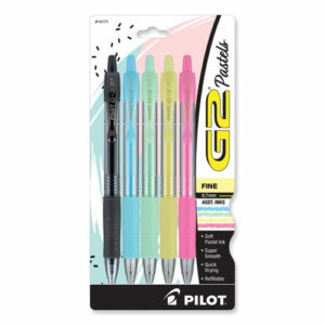G2 Pastel Gel Pen, Retractable, Fine 0.7 mm, Assorted Pastel Ink and Barrel Colors, 5/Pack