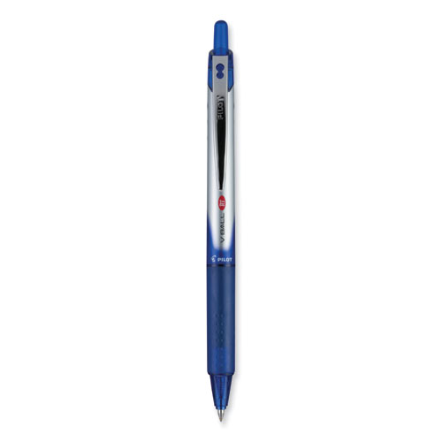 VBall RT Liquid Ink Rollerball Pen, Retractable, Fine 0.7 mm, Blue Ink, Blue/White Barrel