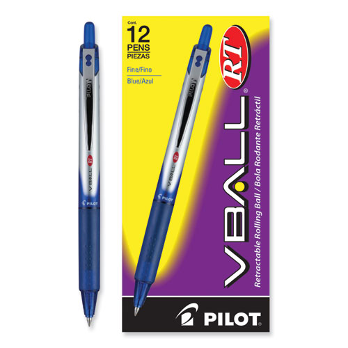 VBall RT Liquid Ink Rollerball Pen, Retractable, Fine 0.7 mm, Blue Ink, Blue/White Barrel - Image 4