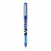 VBall Liquid Ink Rollerball Pen, Stick, Fine 0.7 mm, Blue Ink, Blue/Clear Barrel, Dozen